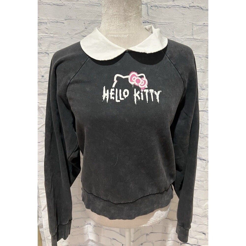 Hello Kitty & Friends Forever 21 Collar Sweatshirt Faded Black Pullover Large